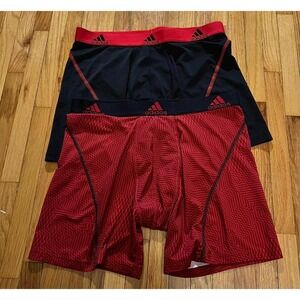 Adidas Mens Boxer Briefs 2 Pack Black Red Athletic Performance Size L